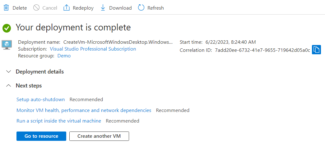 a complete virtual machine deployment