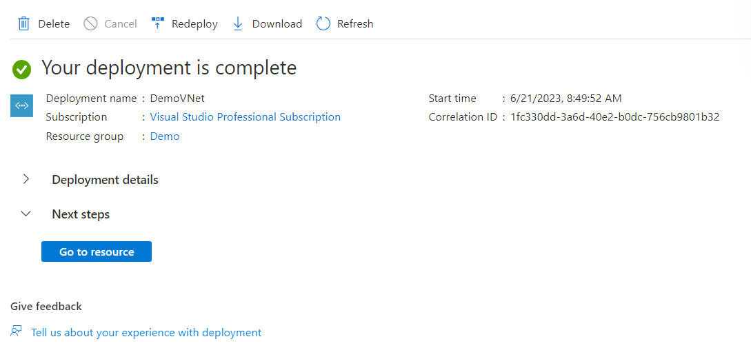 a complete virtual network deployment