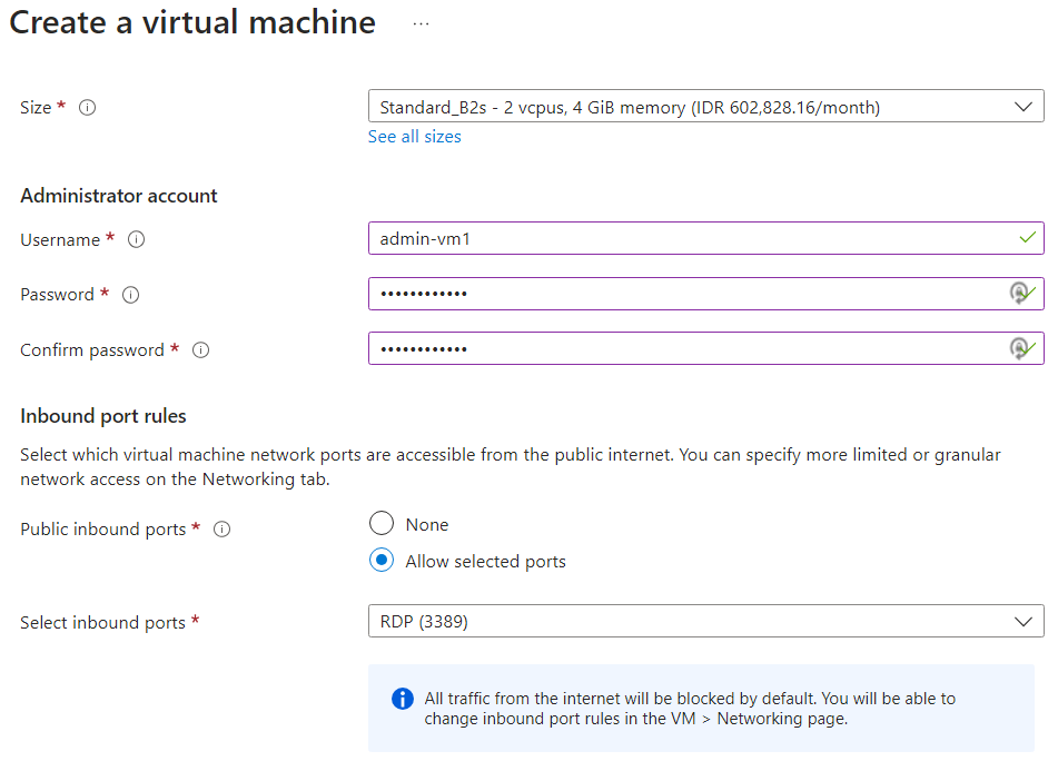 create virtual machines - basics tab 2