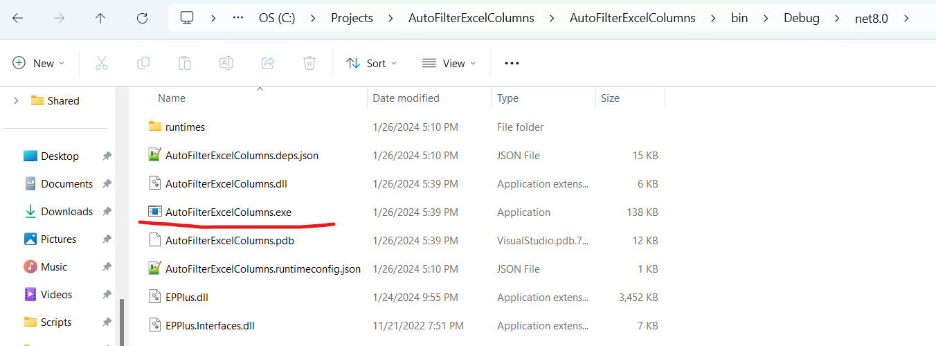 autofilter using epplus csharp code bin folder