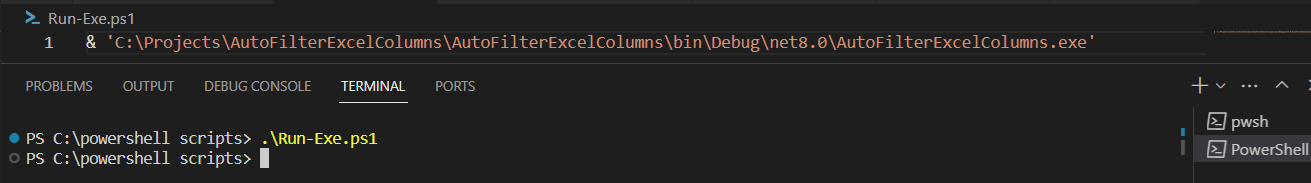 powershell script to execute exe file