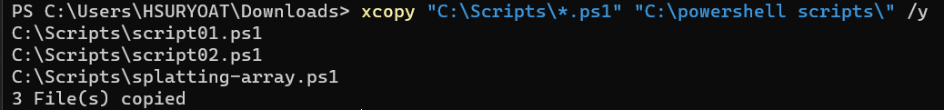 xcopy result