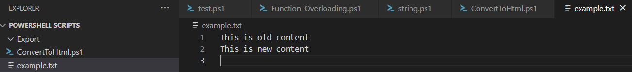 append new content using out file with append parameter