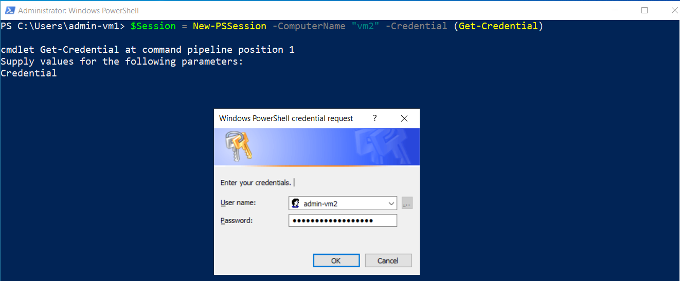 create pssession and store it to a variable