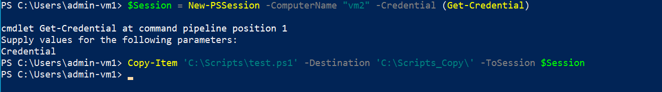 result after copying file to remote computer