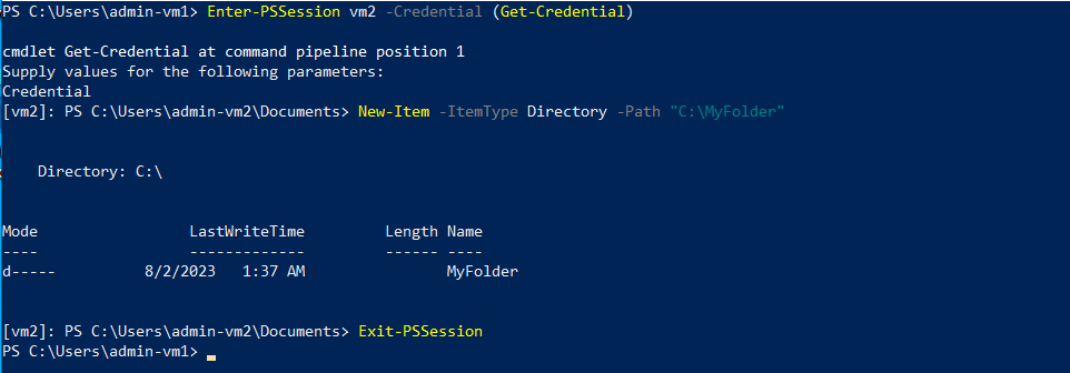 create folder on remote computer using New-Item
