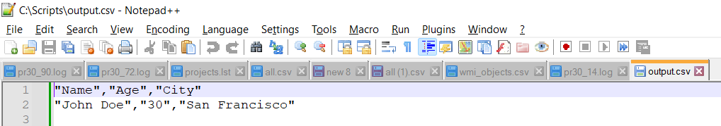 Result of Using ConvertTo-Csv Cmdlet