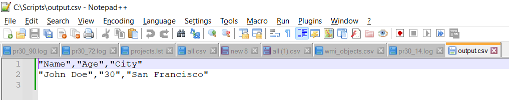 Result of Using Export-Csv Cmdlet