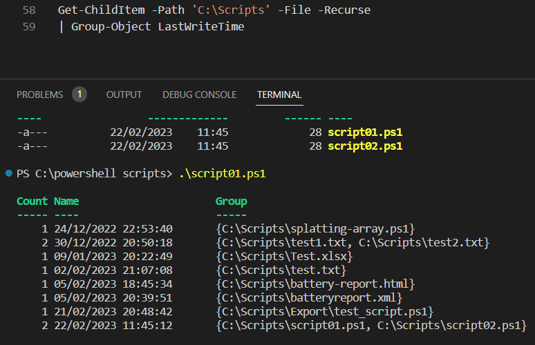 group-object-key-lastwritetime