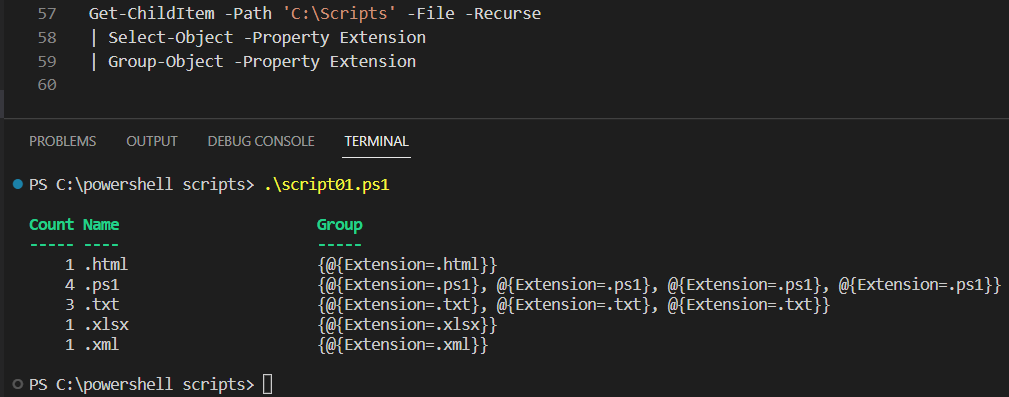 group-object-unique-extensions