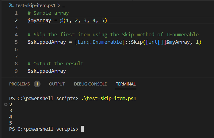 using linq to skip array first element