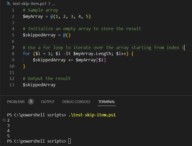 using simple iteration to remove array first element