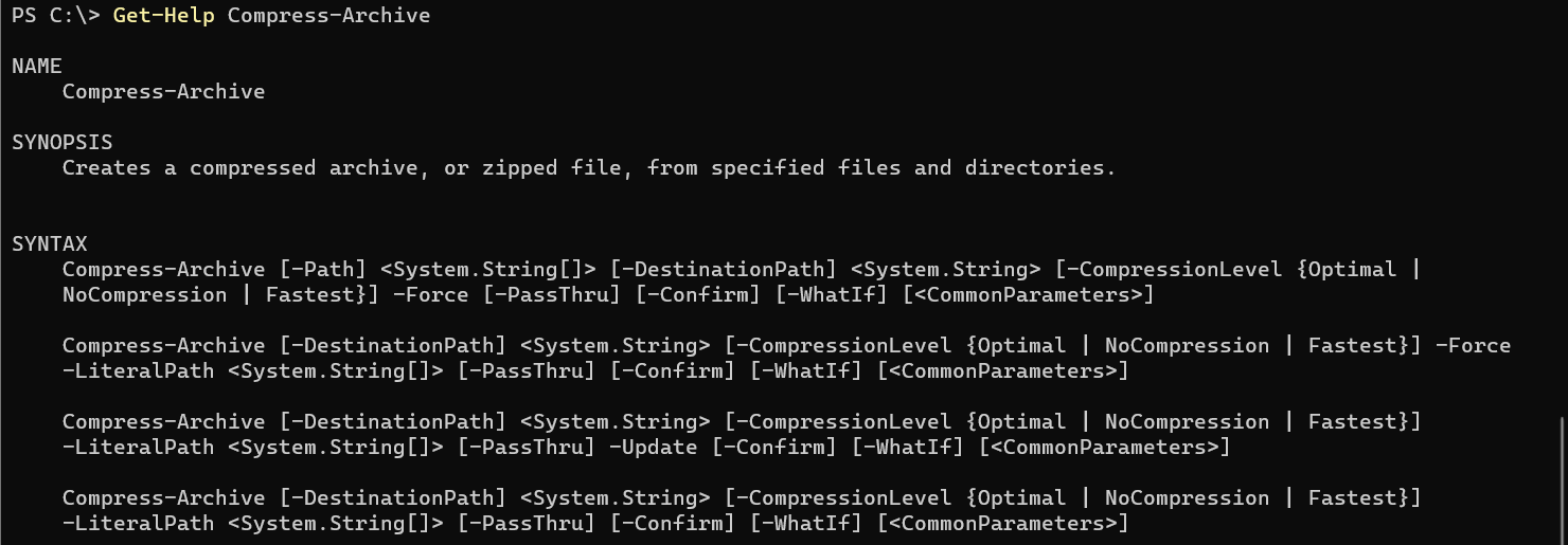 compress-archive syntaxes