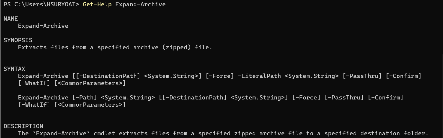 expand-archive syntaxes
