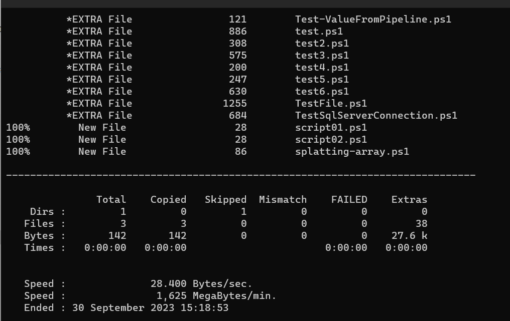 robocopy result