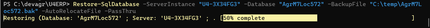 Restore-SqlDatabase result
