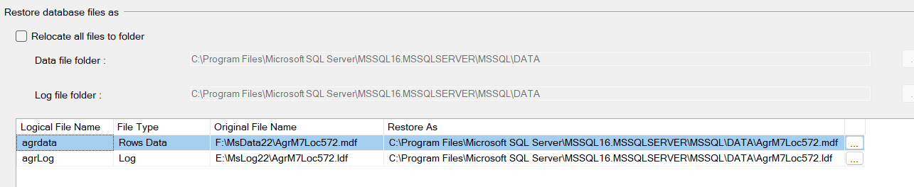 backup file logical file name and original file name