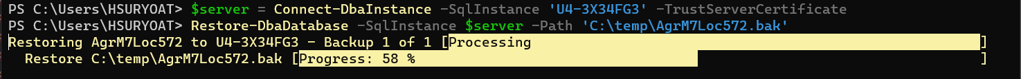 restore database using dbatools